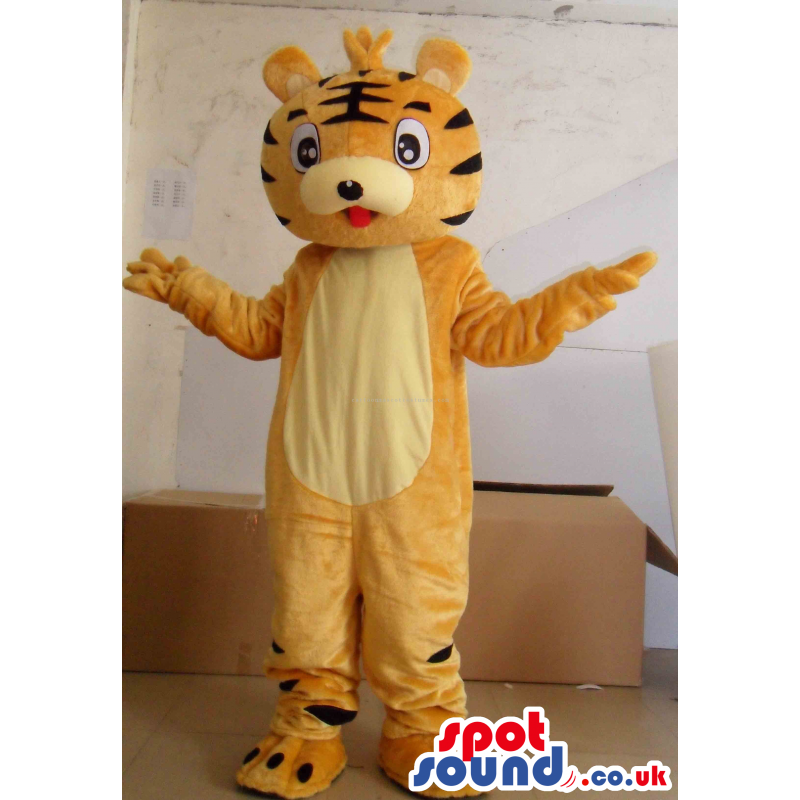 Customizable Orange And Yellow Cute Tiger Plush Animal Mascot -