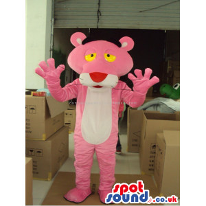 It Pink Panther Main Character Cartoon Mascot With A White
