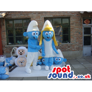 The Smurfs Blue Character Tv Cartoon Mascot Couple - Custom