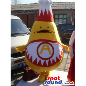 Customizable Big Chicken Leg Food Character Mascot With Letter