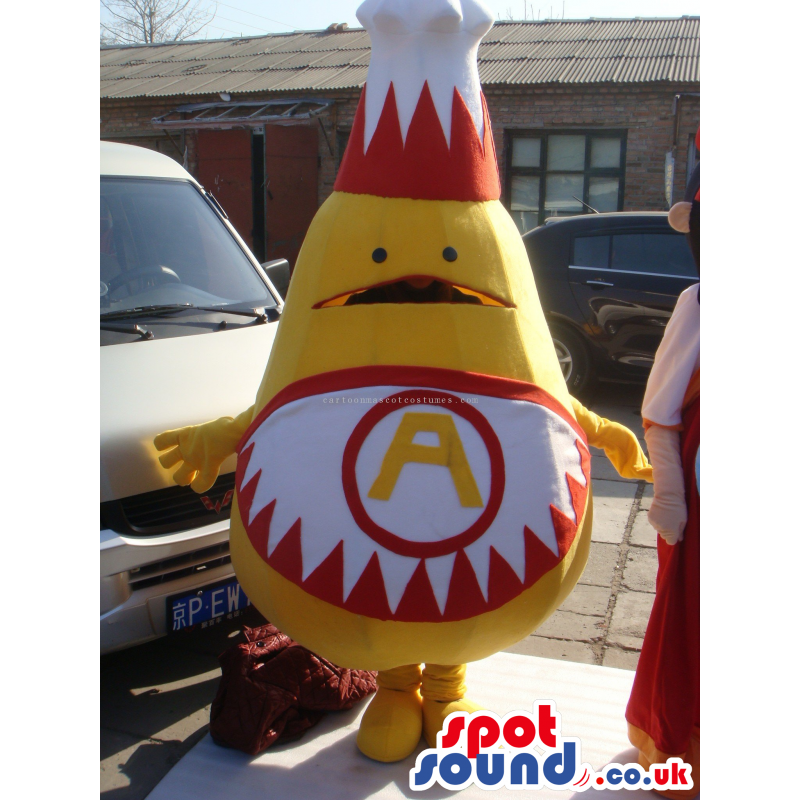 Customizable Big Chicken Leg Food Character Mascot With Letter