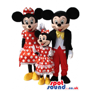 Minnie And Mickey Character Cartoon Mascots In Different Sizes