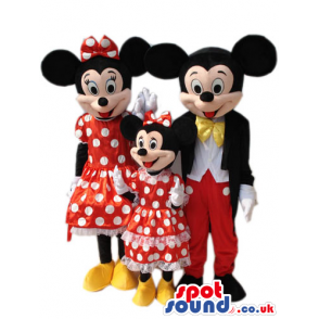 Minnie And Mickey Character Cartoon Mascots In Different Sizes