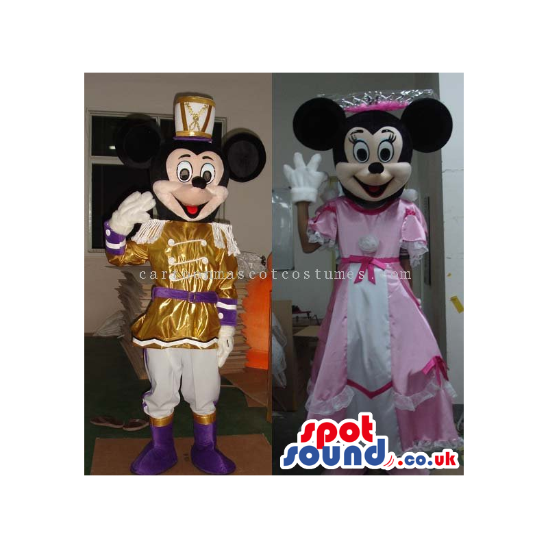 Mickey And Minnie Mouse Disney Couple Wearing Princess Clothes