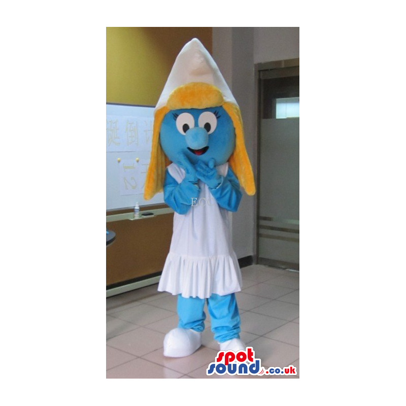 Buy Mascots Costumes in UK - It Smurfs Girl Smurfette Character Tv Cartoon  Mascot Sizes L (175-180CM)