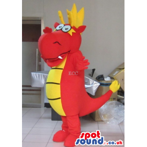 Fantasy Red Dragon Mascot With Yellow Belly And Comb - Custom