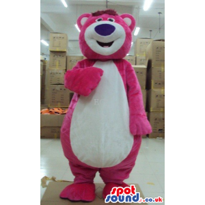 Customizable Pink Plush Big Bear Mascot With White Belly -