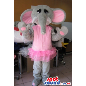 Girl Elephant Animal Plush Mascot Wearing Ballet Pink Clothes -