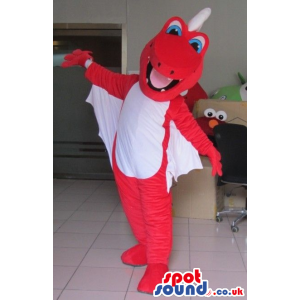 Red Dragon Mascot With A White Belly And Big Wings - Custom