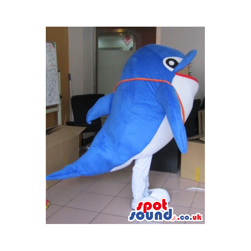 Blue And White Cute Dolphin Sea Ocean Swim Plush Mascot -