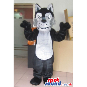Furious Black And White Wolf Animal Plush Character Mascot -