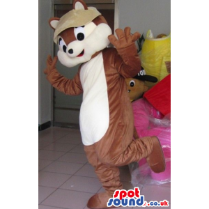 Brown Cute Plush Chipmunk Animal Character Mascot With A Cap -