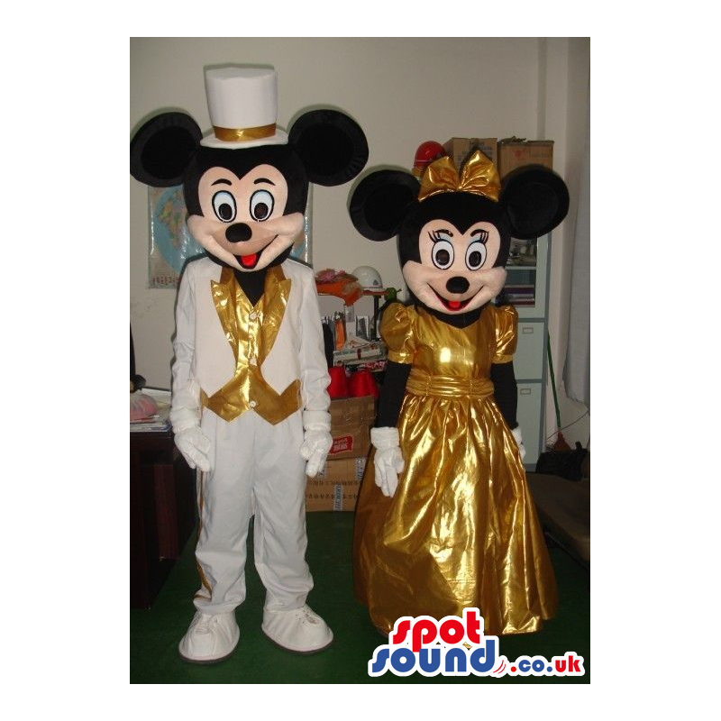 Mickey And Minnie Mouse Disney Characters Wearing Golden