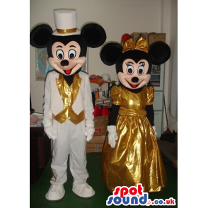 Mickey And Minnie Mouse Disney Characters Wearing Golden