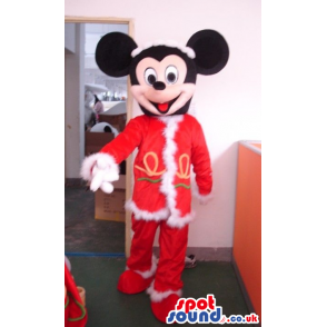 Mickey Mouse Disney Cartoon Character Wearing Santa Claus