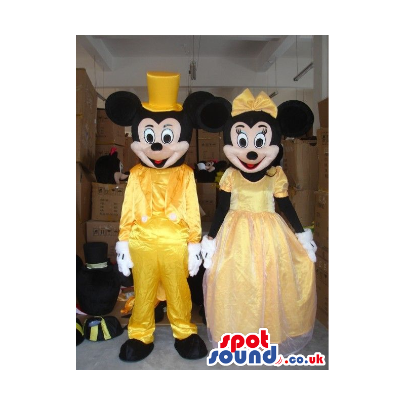 Mickey And Minnie Mouse Disney Characters Wearing Yellow