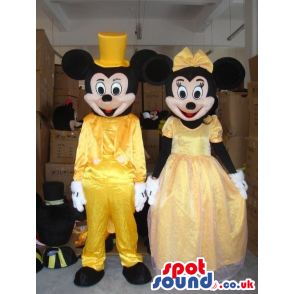 Mickey And Minnie Mouse Disney Characters Wearing Yellow