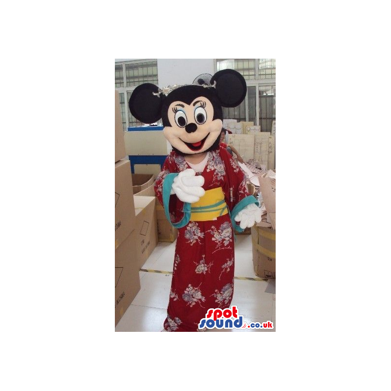 Minnie Mouse Disney Mascot Wearing A Japanese Kimono - Custom