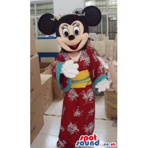 Minnie Mouse Disney Mascot Wearing A Japanese Kimono - Custom