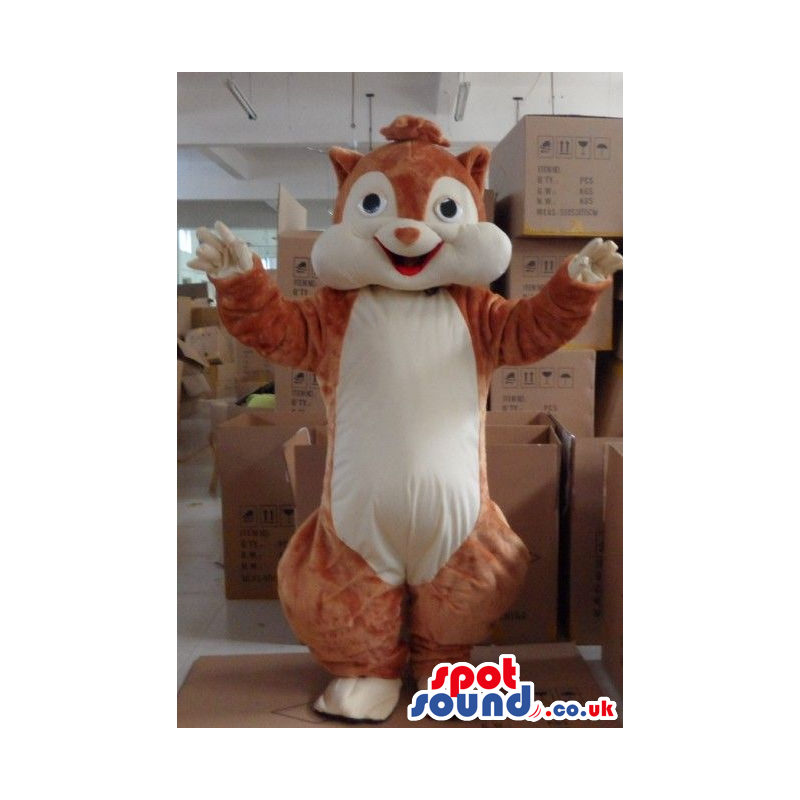 Brown Plain Chipmunk Plush Animal Mascot With A Beige Belly -