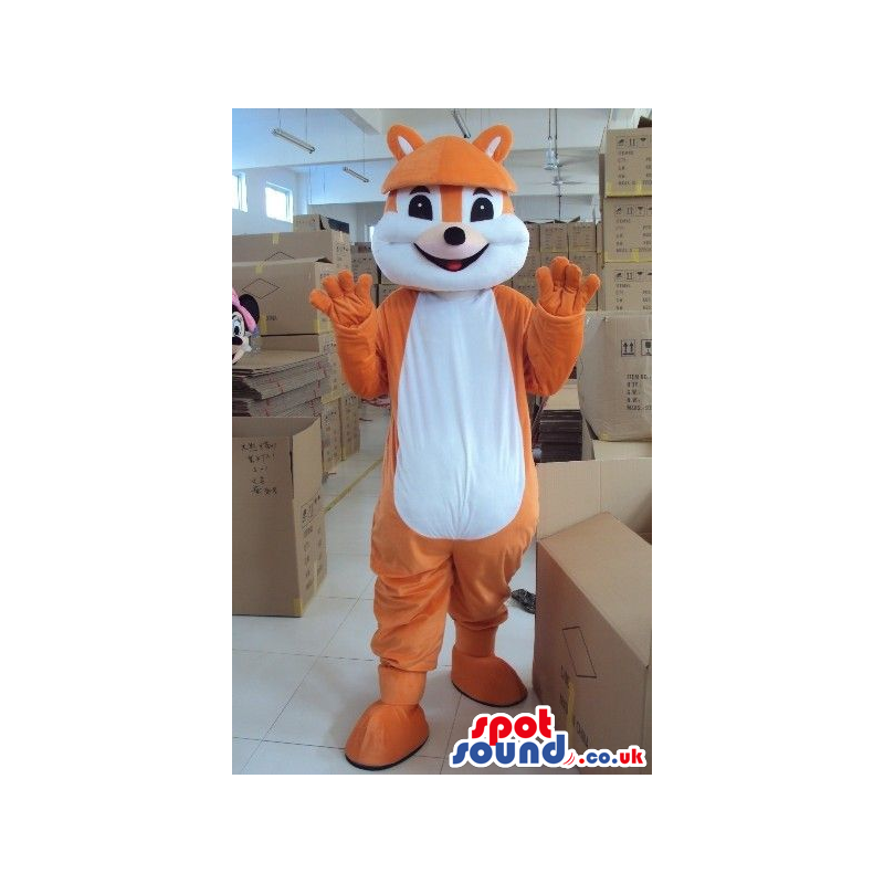 Orange Plain Chipmunk Plush Animal Mascot With A White Belly -