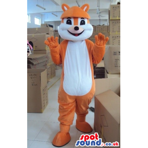 Orange Plain Chipmunk Plush Animal Mascot With A White Belly -