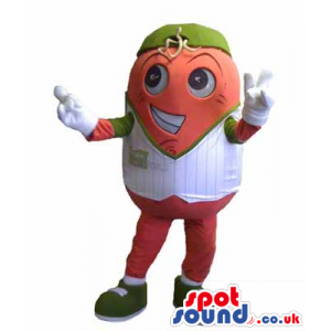 Flashy Orange Advertising Character Mascot With Sports Clothes