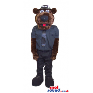 Brown Bear Animal Plush Mascot Wearing Police Agent Garments -