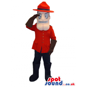 Human Character Mascot Wearing Guard Garments And A Hat -