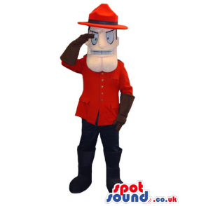 Human Character Mascot Wearing Guard Garments And A Hat -