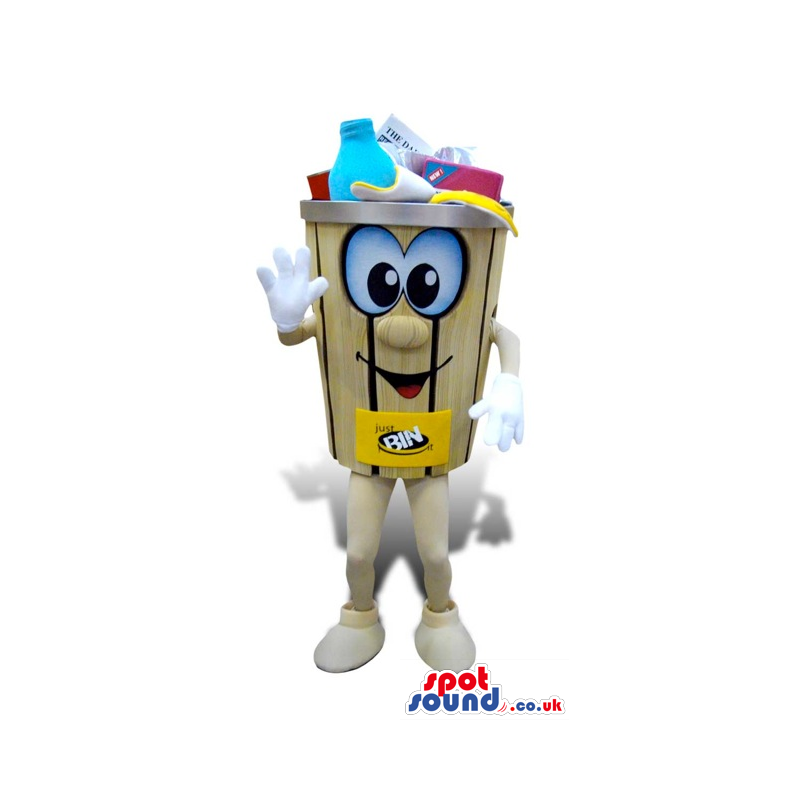 Trash Can Or Recycling Box With Bottles Funny Character Mascot