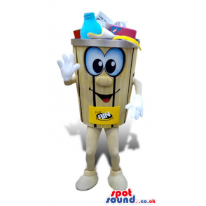 Trash Can Or Recycling Box With Bottles Funny Character Mascot