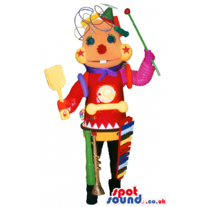 Colorful Toy Robot Mascot With Musician Instruments - Custom