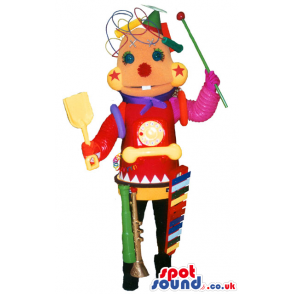 Colorful Toy Robot Mascot With Musician Instruments - Custom