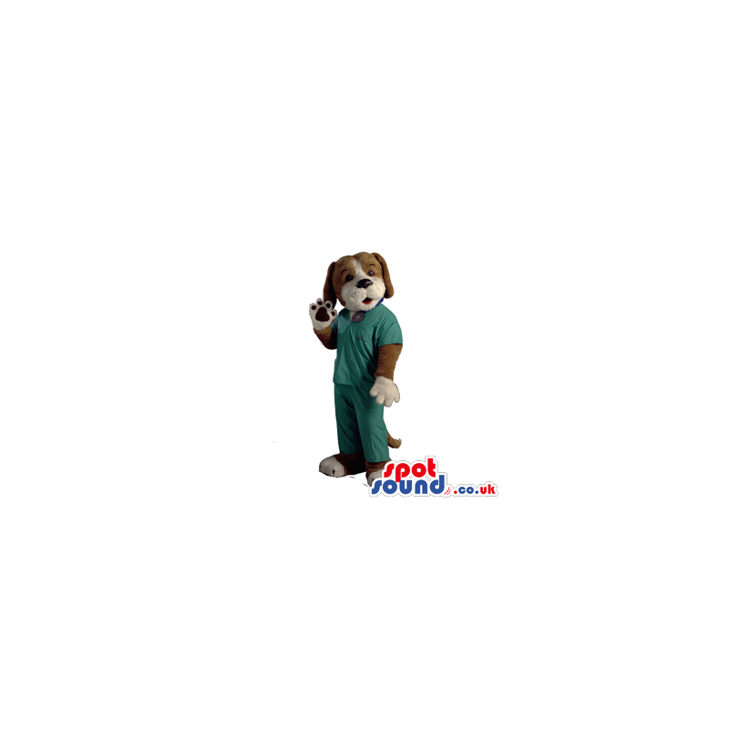 Brown Dog Animal Mascot Wearing Vet Doctor Clothes - Custom