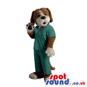 Brown Dog Animal Mascot Wearing Vet Doctor Clothes - Custom