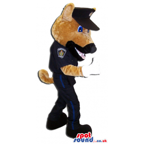 Brown Dog Animal Mascot Wearing Police Agent Clothes - Custom