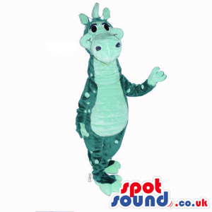 Customizable All Green Dragon Plush Mascot With Big Dots -