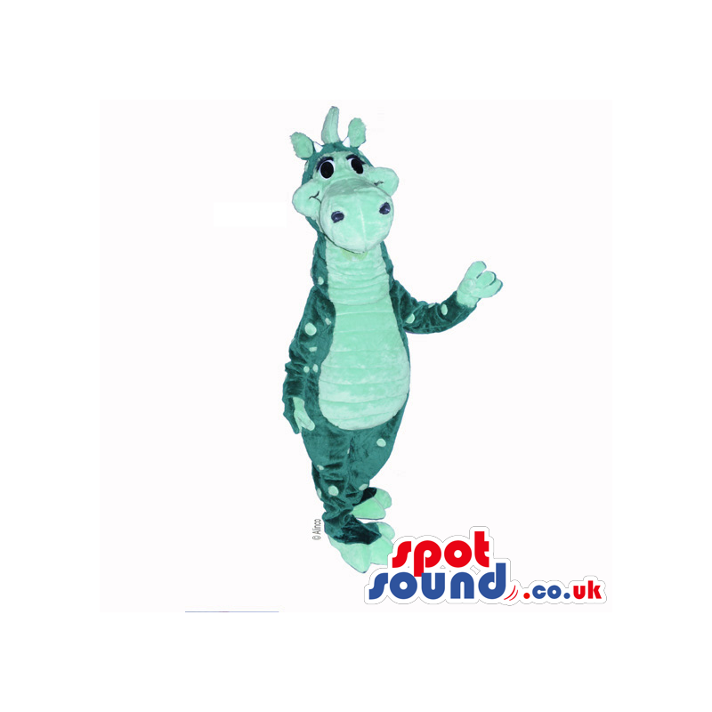 Customizable All Green Dragon Plush Mascot With Big Dots -