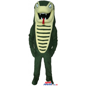 Green Snake Cobra Reptile Mascot With A Long Red Tongue -