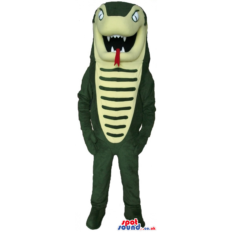 Green Snake Cobra Reptile Mascot With A Long Red Tongue -