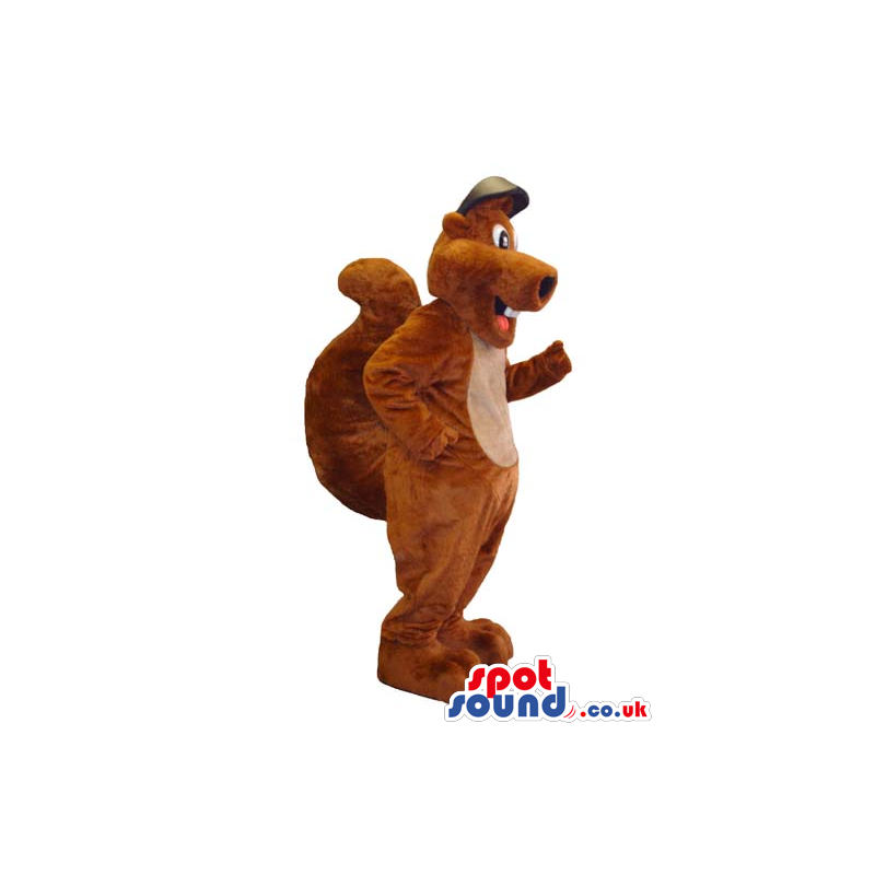 All Brown Squirrel Animal Plush Mascot Wearing A Cap - Custom