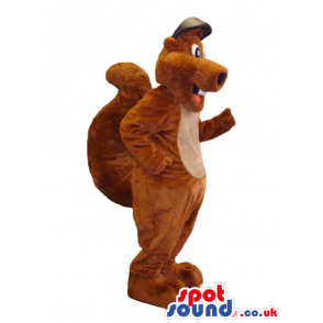 All Brown Squirrel Animal Plush Mascot Wearing A Cap - Custom
