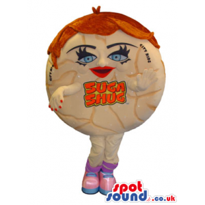 Candy Girl Food Mascot With Space For Logo Or Brand Name -