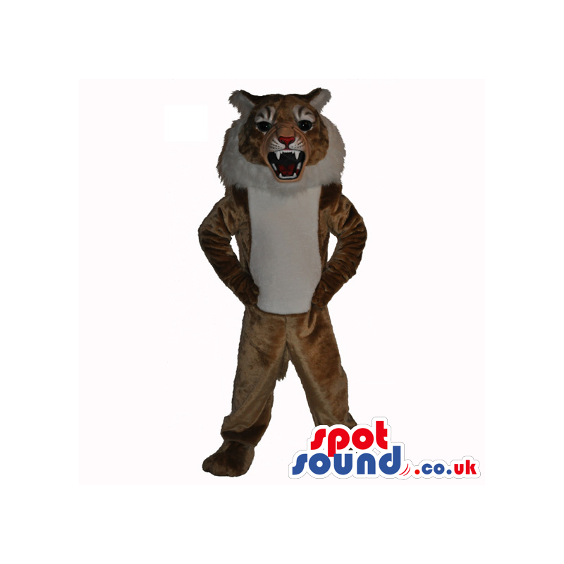 Brown Lion Animal Plush Mascot With A White Belly - Custom