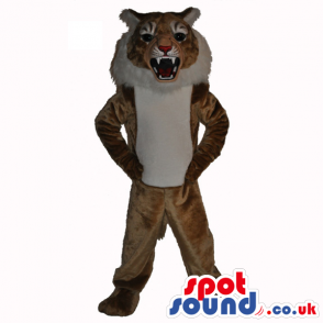 Brown Lion Animal Plush Mascot With A White Belly - Custom