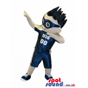 Boy Character Mascot Wearing Sports Clothes And Glasses -