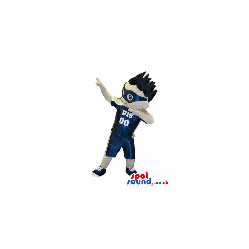 Boy Character Mascot Wearing Sports Clothes And Glasses -