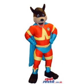 Brown Dog Animal Mascot Wearing Super Hero Clothes - Custom