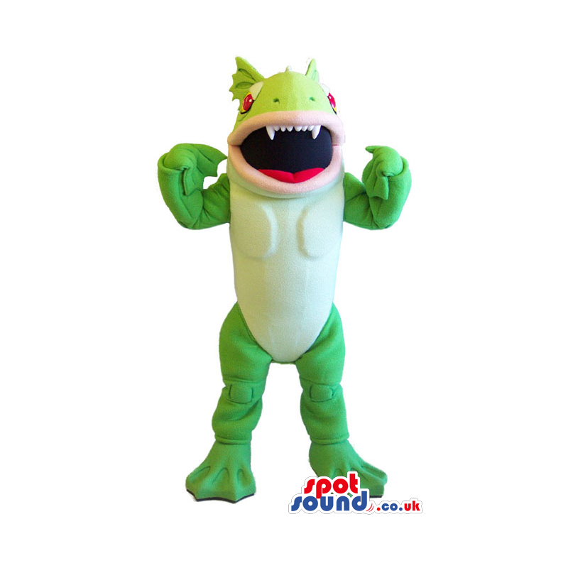 Green Flashy Creature Mascot That Looks Like A Big Toy - Custom